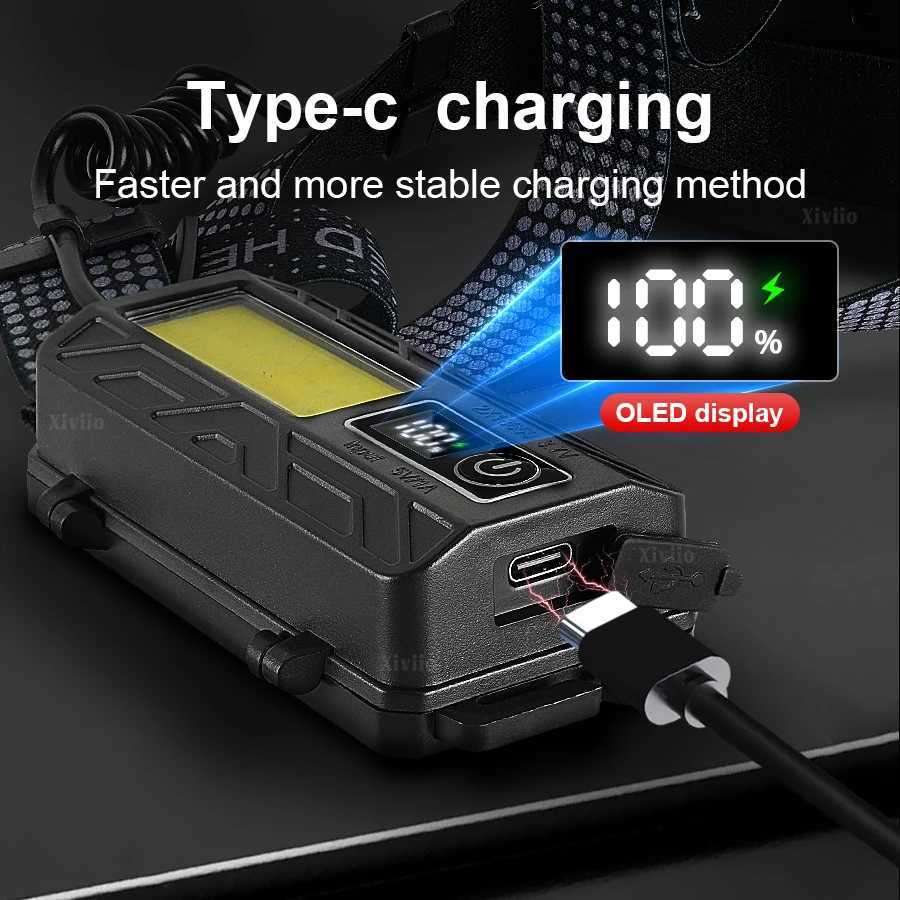 Super Bright LED Headlamp High Power Headlights USB Rechargeable Head Flashlight 8 Modes Outdoor Head Lights for Fishing Camping J250925