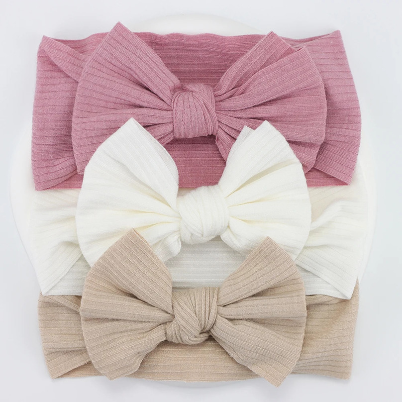 3Pcs/Lot Knit Baby Headband Bow born Elastic Soft Nylon Headbands For Baby Girl Turban Infant Hair Accessories Kids Headwear 250528
