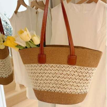 Handmade Straw for Women 2025 New Large Capacity Elegant Woven Handbag Shoulder Underarm Beach Bag