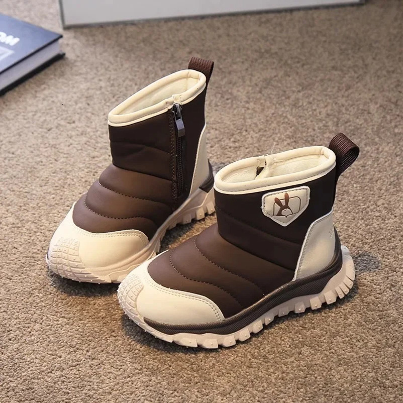 Children Waterproof Snow Boots Kids Anti-slip Warm Mountaineering Boots Boys Girls Outside Cotton Shoes With Thick Fur 241219