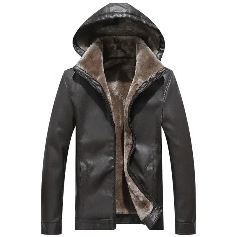 Waterproof Motorcycle PU Jacket Biker velvet Leather Coats men Fleece Hooded Motorcycle Pu Leahter Mens Leather Jackets 240716