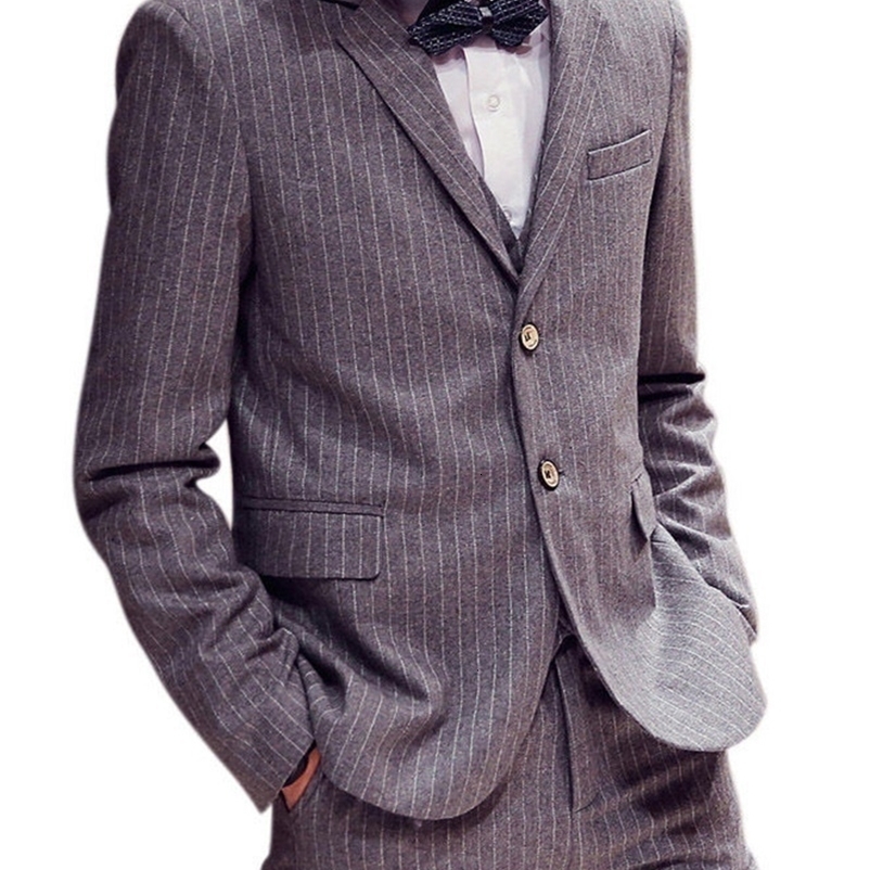 Men's Suits Blazers Light gray knitted men's suit 3-piece jacket pants vest bridal room beauty slim fitting formal wedding dress men's 