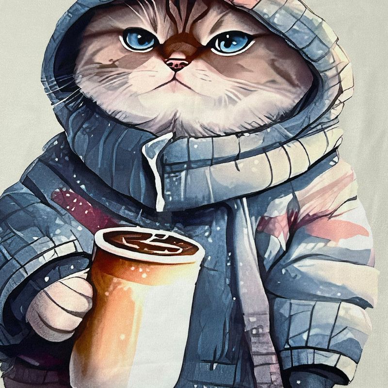 Women's Autumn Winter Cute Cat Printed Long - Sleeve T - Shirt, Fashion Casual Milk Silk Top-CF23792