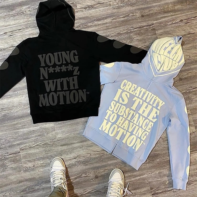 Y2K Europe and America autumn and winter zipper letter printing traf hoodie stitch high street retro hip-hop casual sweatshirt m 240810