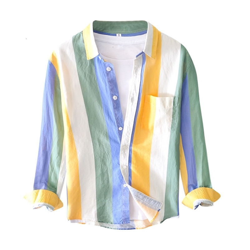 Men's Casual Shirts Men Shirt Casual Colorblock Patchwork Long Sleeve Slim Fit Linen Cotton Shirts Male Tee Top Holiday Blouse Korean Style 23031