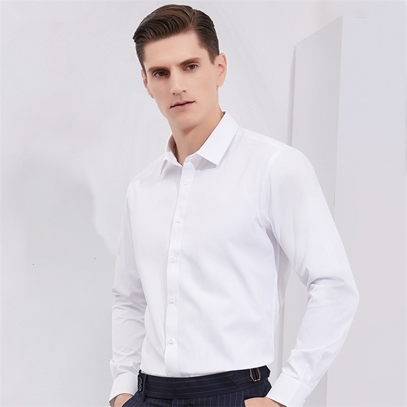Men's Casual Shirts Bamboo Fiber Men White Shirt Long Sleeve Regular Fit Formal Business Social Camisas Plus Large Size 8XL 7XL 6XL 5XL 230314