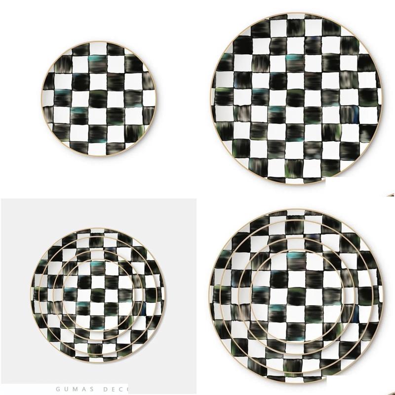 Dishes Plates Export Black And White Pork Ribs Porcelain Plate Dessert Christmas Tableware Set Ceramic Drop Delivery Home Garden Ki Ot8Mr S251010