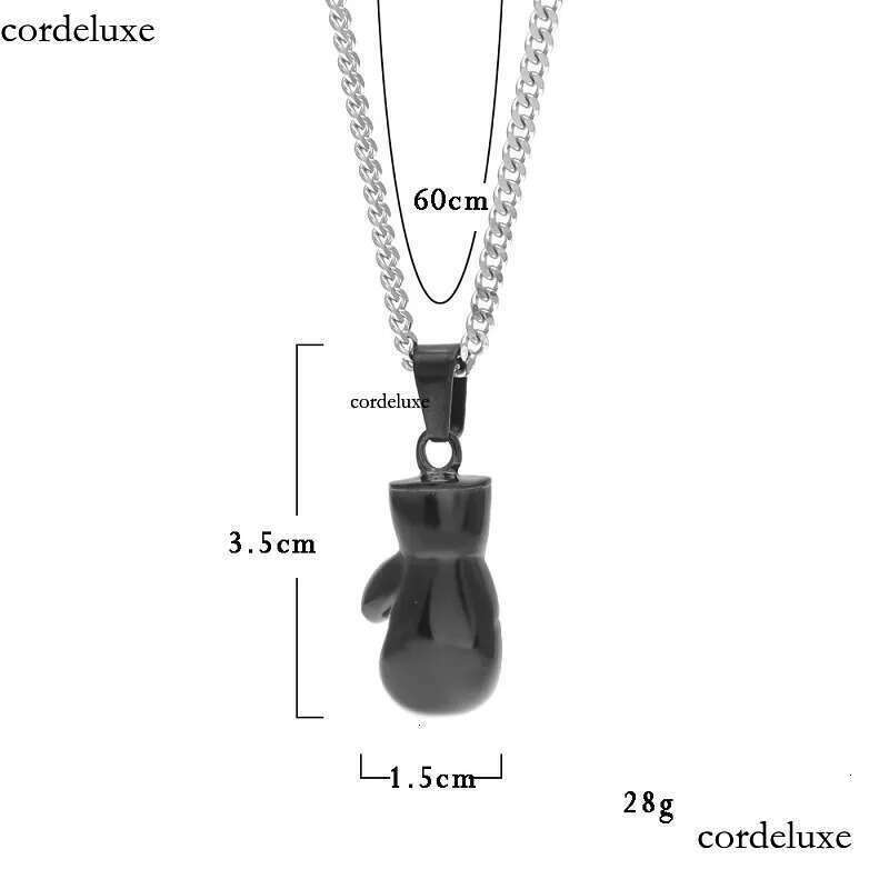 Mens Hip Hop Necklace Jewelry Stainless Steel Black Boxing Gloves Pendant Necklaces With 3mm*60cm Gold Cuban Chain 4c