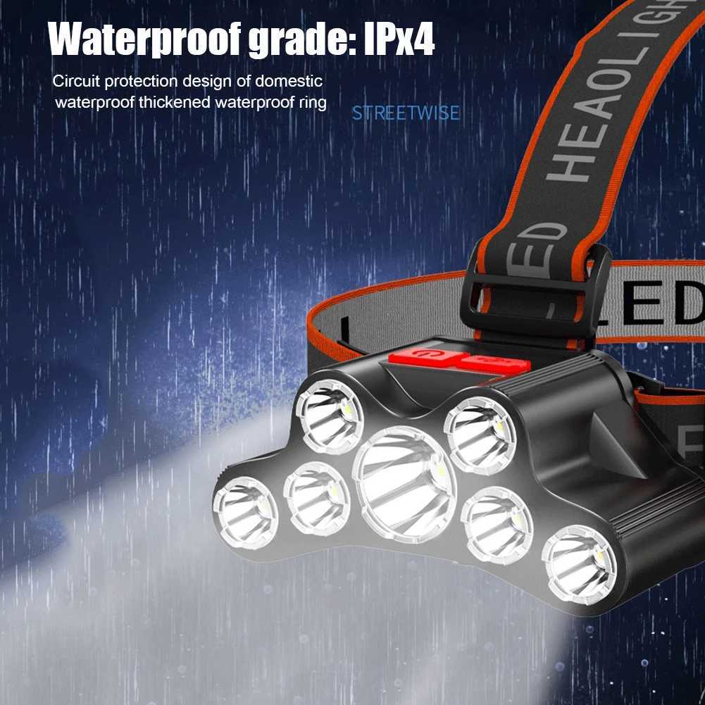 High Brightness Head Light 7 LED Flashlight USB Rechargeable 300LM Torch Cycling Light Waterproof Camping Hiking Headlamps J250925