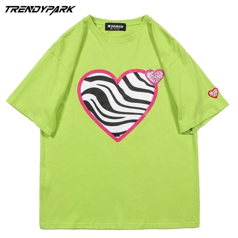 Men's Hip Hop Streetwear Tshirts Harajuku Plastic Heart T-Shirts Mens Casual Cotton Short Sleeve Tees Shirts Oversized Tops 210601