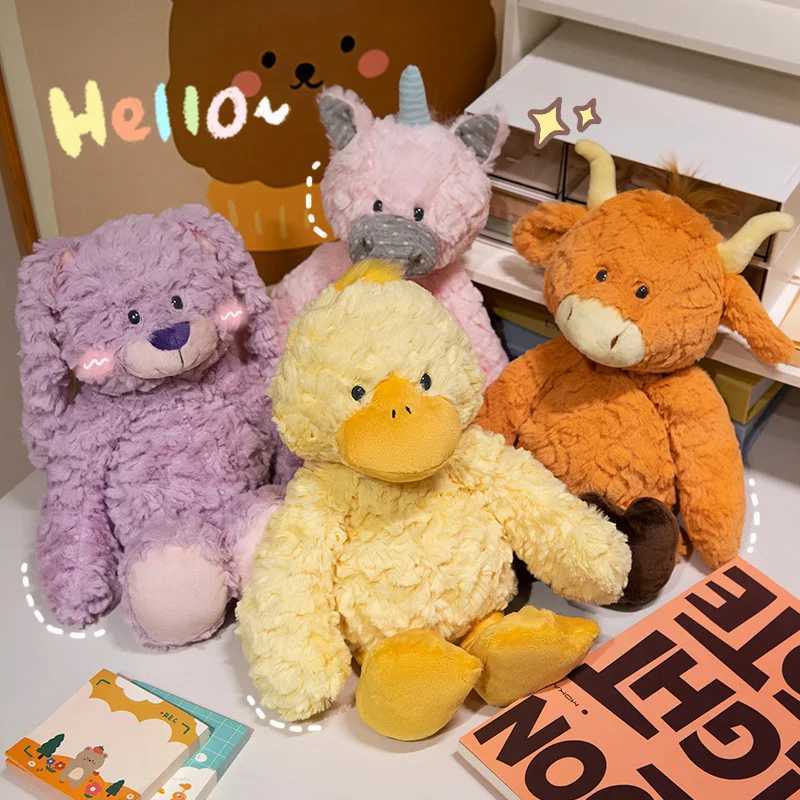 Healing Accompanies Sleep Fluffy Scottish High Land Cow Purple Rabbit Cute Pink Yellow Duck Soft Dolls Home Decor Gifts C250925