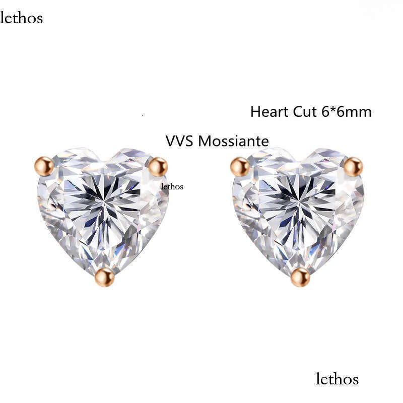 heart shaped cutting moissanite for women solid sterling sier stud earrings gold plated mens earring designer jewelry valentines day gift 2c