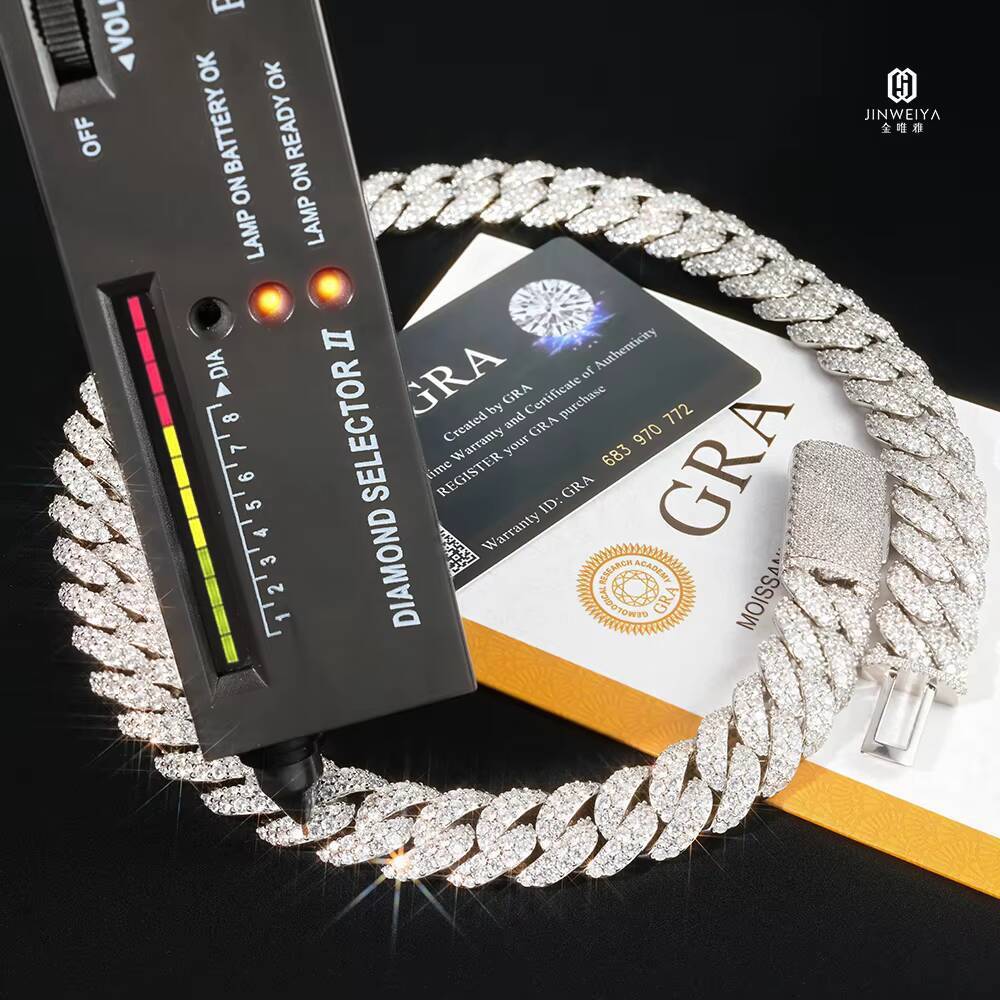 18K Gold Plated 925 Silver Moissanite 2Rows Diamond 16mm Cuban Chain Hip Hop Style Iced Out Necklace for Weddings