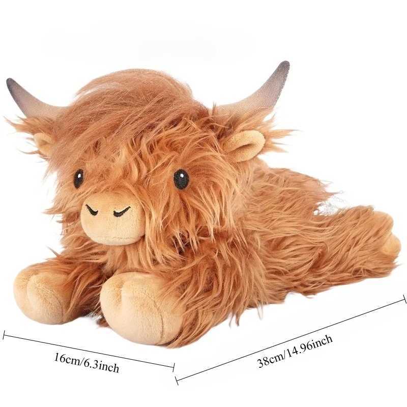 Kawaii Lying Highland Cow Plush Toy Soft Stuffed Animals Doll Highland Cow Puppet Cute Plushie Kawaii Kids Xmas Gifts Home Decor C250925