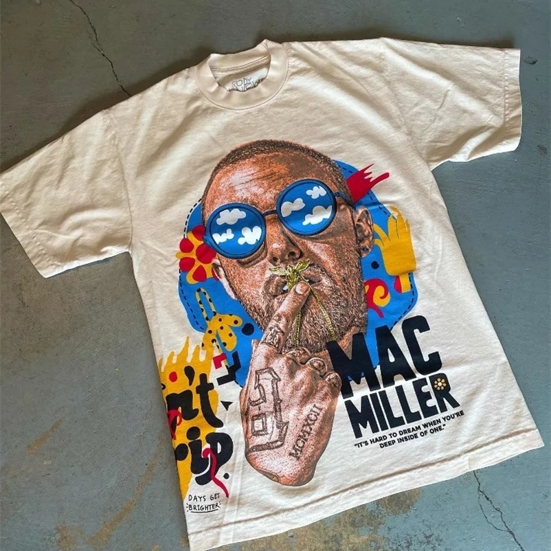 Summer American Trend Portrait Lettering Print Round Neck T-shirt Men Y2k Harajuku Goth Fashion Casual Loose Shirt 240429