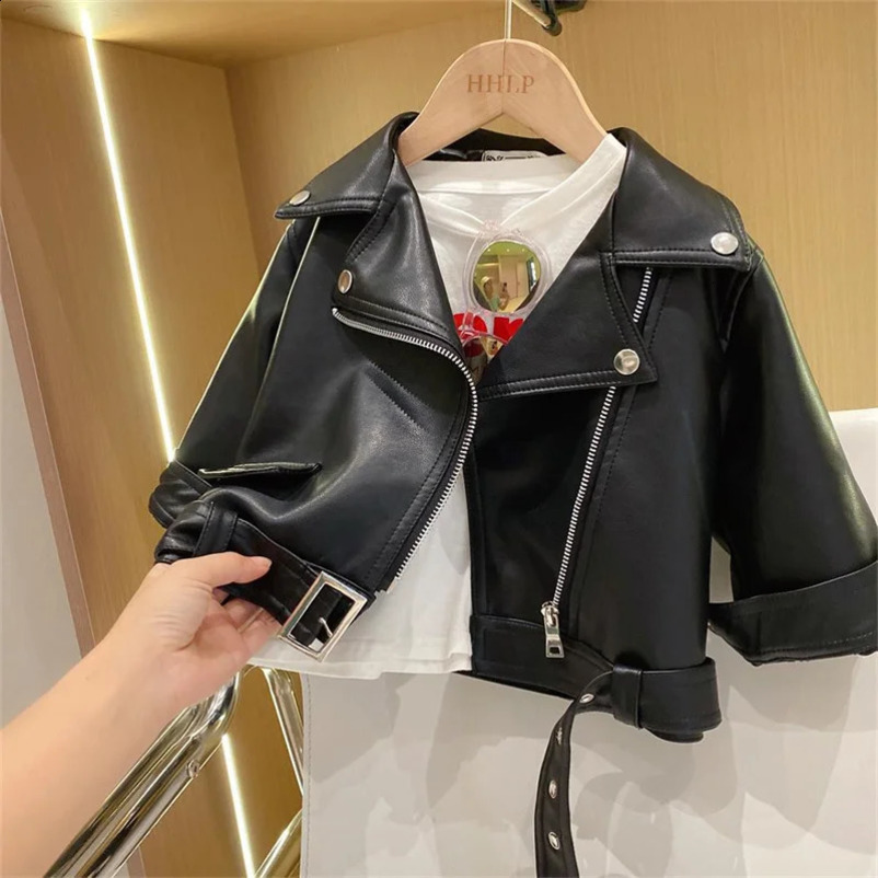 Autumn boys leather jacket 2-8 years classic handsome boys Pu jacket childrens clothing zipper flight jacket 240918