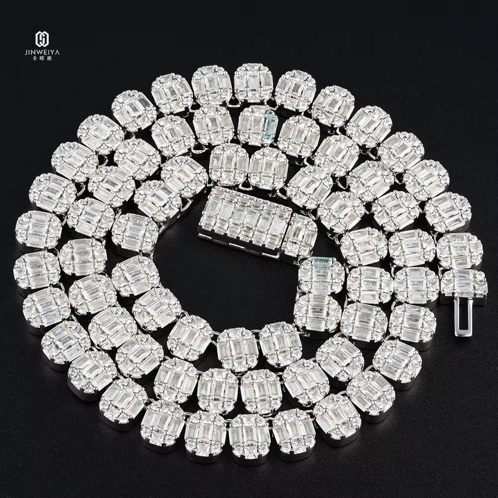 Pass Diamond Tester Large Stock Hip Hop Jewelry VVS Moissanite Diamond 925 Silver Iced Out Tennis Chain Necklaces
