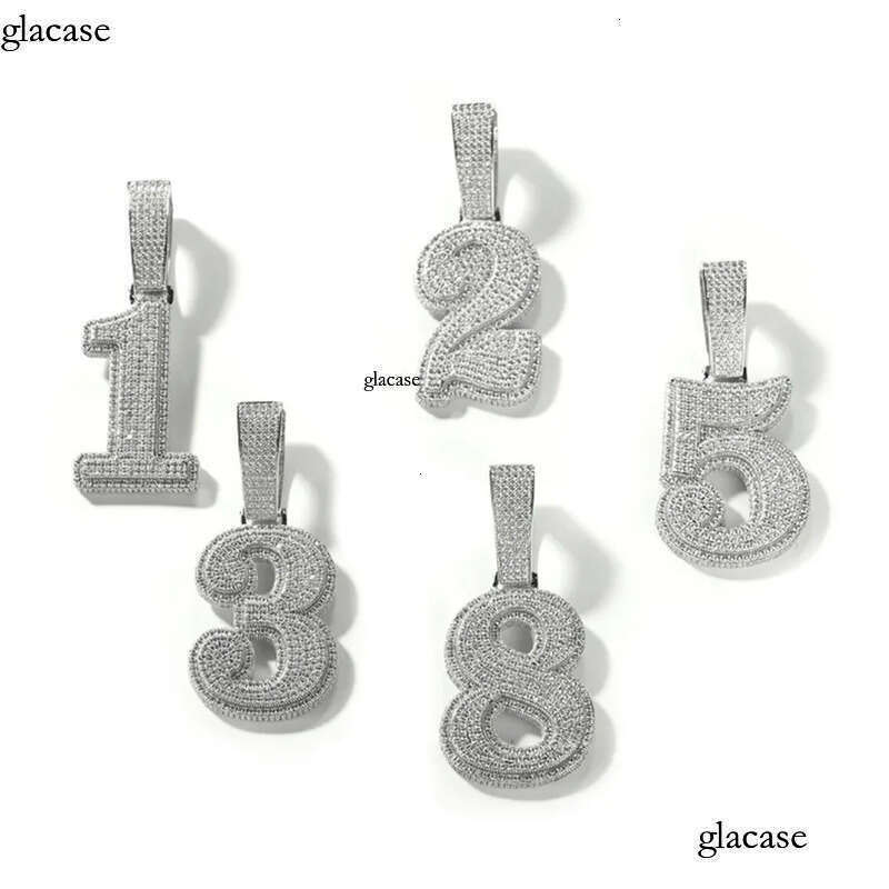Hip-Hop Custom 0-9 Numeric Pendants with 5A Grade Zircon for Men Women Jewelry