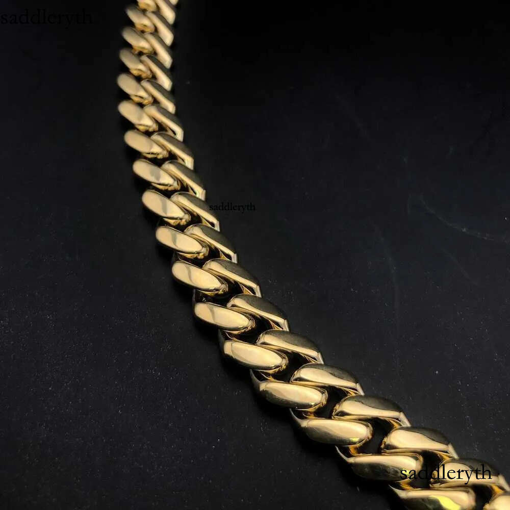22 Inches 10mm Real S Sier 10k 14k gold miami cuban k chain necklace for women men