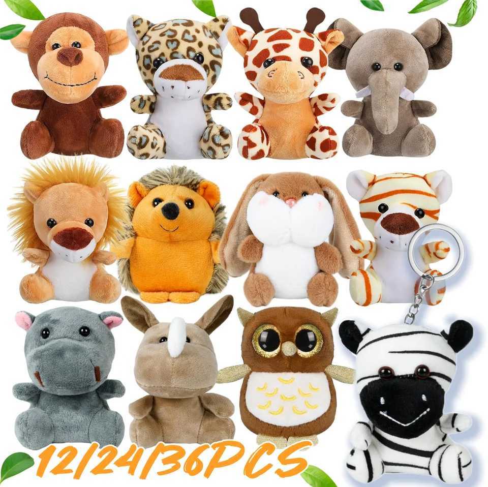 1236 PCS Small Safari Stuffed Animals Bulk 12cm Jungle Animal Mini Plush Toys for Classroom Prizes Party Favors Birthday Gifts C250925