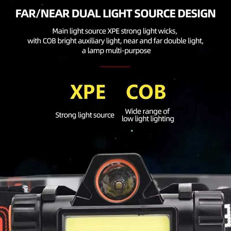 Rechargeable COB LED USB Headlamp Strong Magnetic Powerful Headlight Super Bright Waterproof Head Torch For Outdoor Fishing J250925