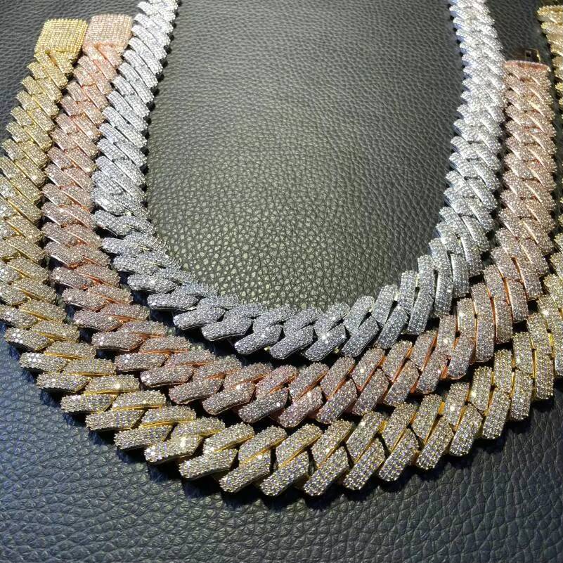 Iced Out Prong Cuban 3 Rows Stones 19 mm 18202224inch