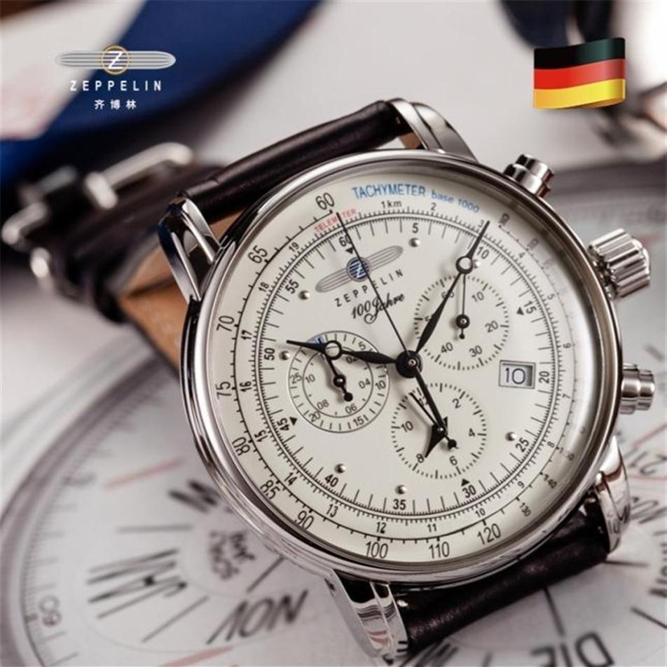 Zeppelin Watch Top Waterproof Leather Business Casual Quartz Men039s Threeeye Multifunction Chronograph 2202253130098289y