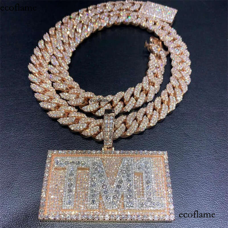 16-20mm Hip Hop Vvs Moissanite Dia Link Mens Jewelry Oem Sier Iced Out Cuban Chain