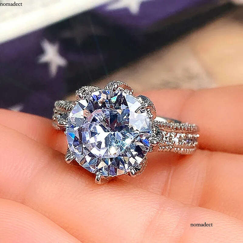 Wedding Oversized Sparkly Zircon Engagement For Women Fashion Dia Ring Jewelry 2d