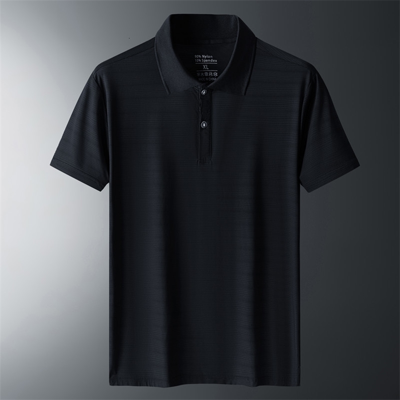 Men's Polos Men'S Summer Trend Oversized Loose Ice Silk Short Sleeved T-Shirt Korean Fashion Mesh Breathable Quick Drying Lapel Top 230421