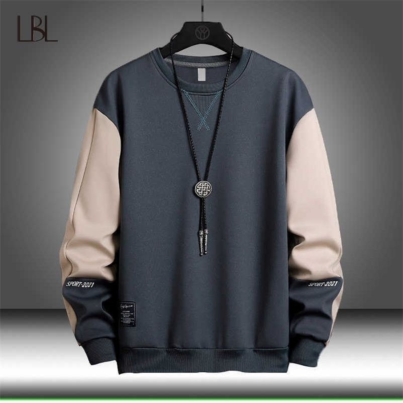Spring Men Sweatshirt Casual Hip Hop Streetwear Loose Hoodies Mens Hoodie Patchwork Pullover Tops Male Autumn Tracksuit 210927