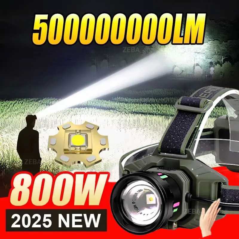 5000000LM Most Powerful LED Headlamp Sensor Head Flashlight High Power Headlight 18650 Rechargeable Head Lantern Fishing Camping J250925