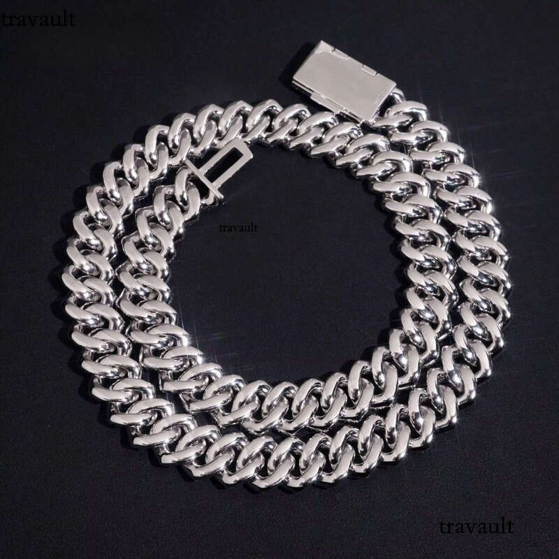 Hip Hop Necklace 15mm 4rows Cuban Link Chain S Gold Plated Pass Test VVS Moissanite Dia Iced Out Jewelry
