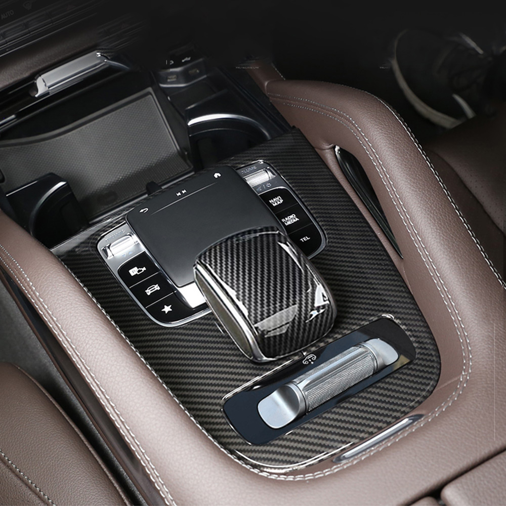 Car Carbon Fiber Center Console Gear Shift Panel Decoration Cover Trim for Mercedes Benz GLE W167 GLS X167 GLE Coupe C167 450 350 AMG 63 53Interior Ac
