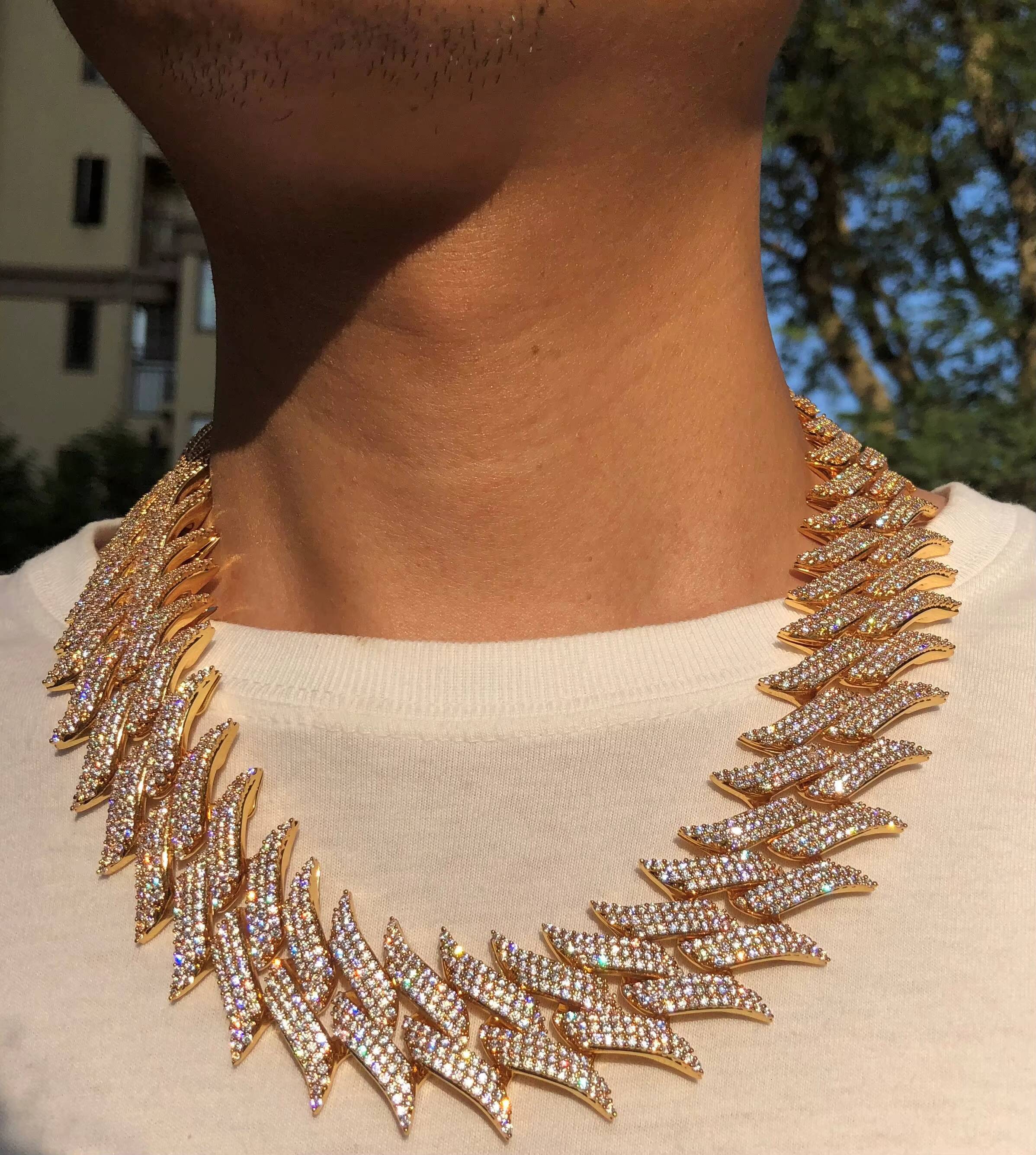 New Designing Spiked Chain Hiphop Iced Out Big Heavy Chain for Men