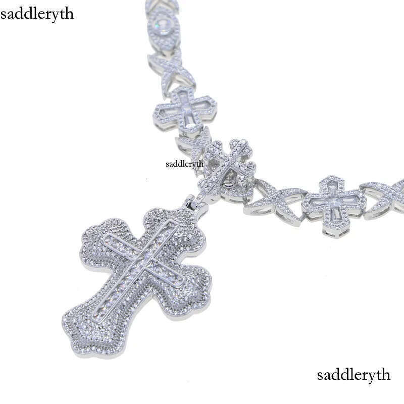 Hip Hop Pendant with Eye Cross Cuban Chain Necklace 5A Zircon Mens Jewelry