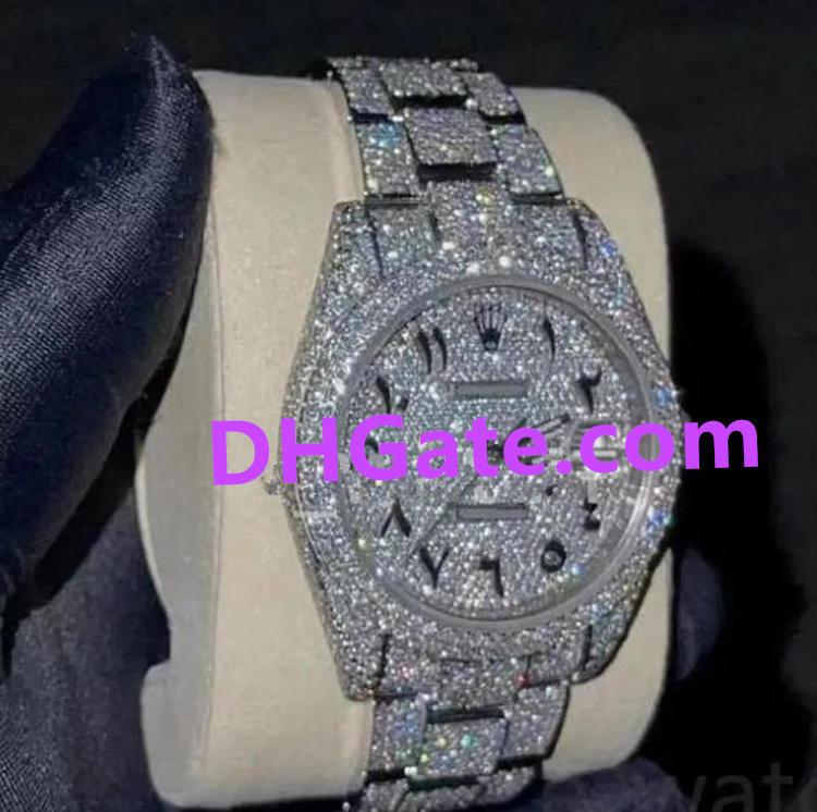 Moissanite Iced Out Diamond Designer Watch For Men and Woman High Quality 3-Pins Automatic Movement Quartz Watches Lovers Dropship Gifts