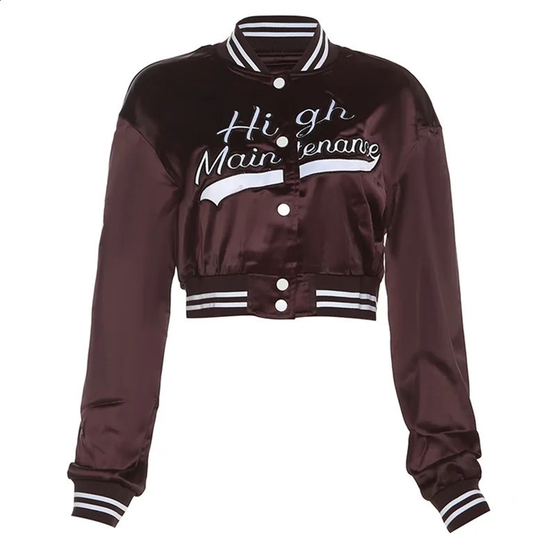 In Spring Autumn Letter Embroidery Short Jacket For Women Sexy Streetwear Y2k Crop Coat 250118