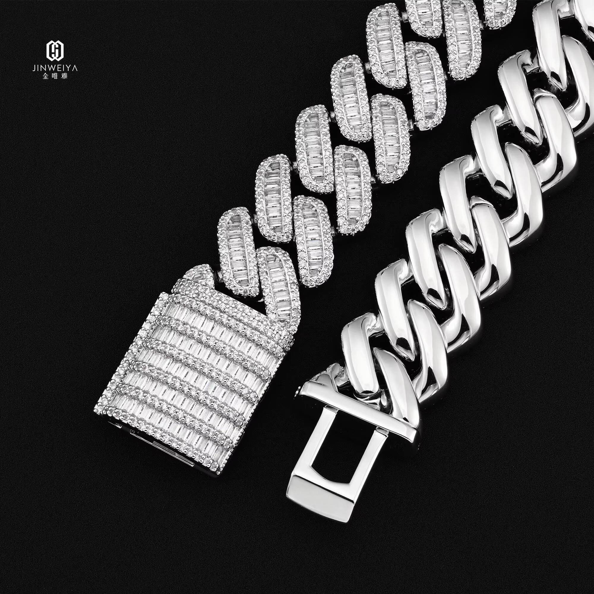 Extra Shiny 18mm Cuban Link Chain for Men Solid Thick Miami Iced Hip Hop Bracelet Mens Moissanite Bracelets Bangles