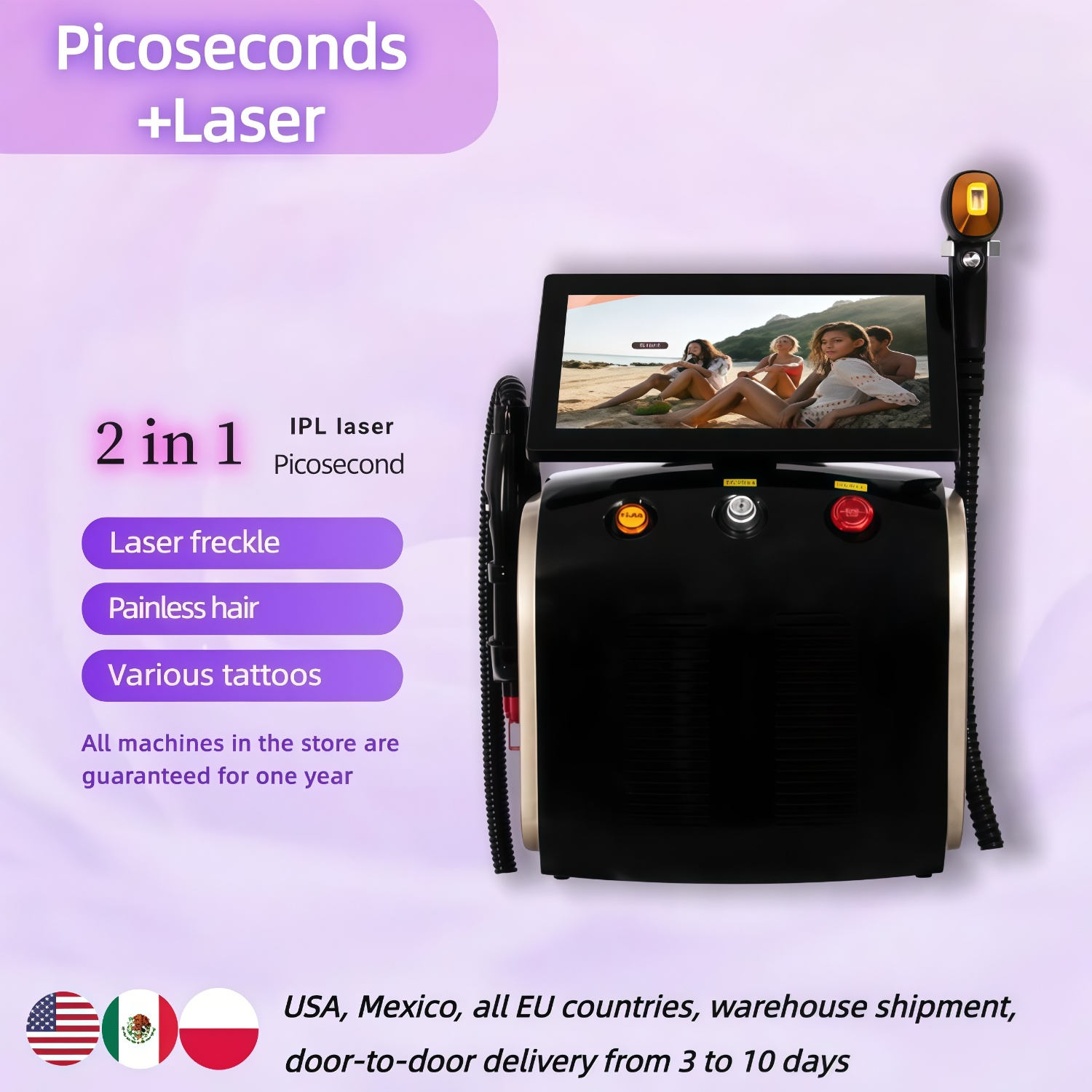 Professional 3500W Diode Laser Freezing Point Painless Hair Removal Picosecond Laser Tattoo Removal 2-In-1 Machine 3 wavelengths Suitable for home and