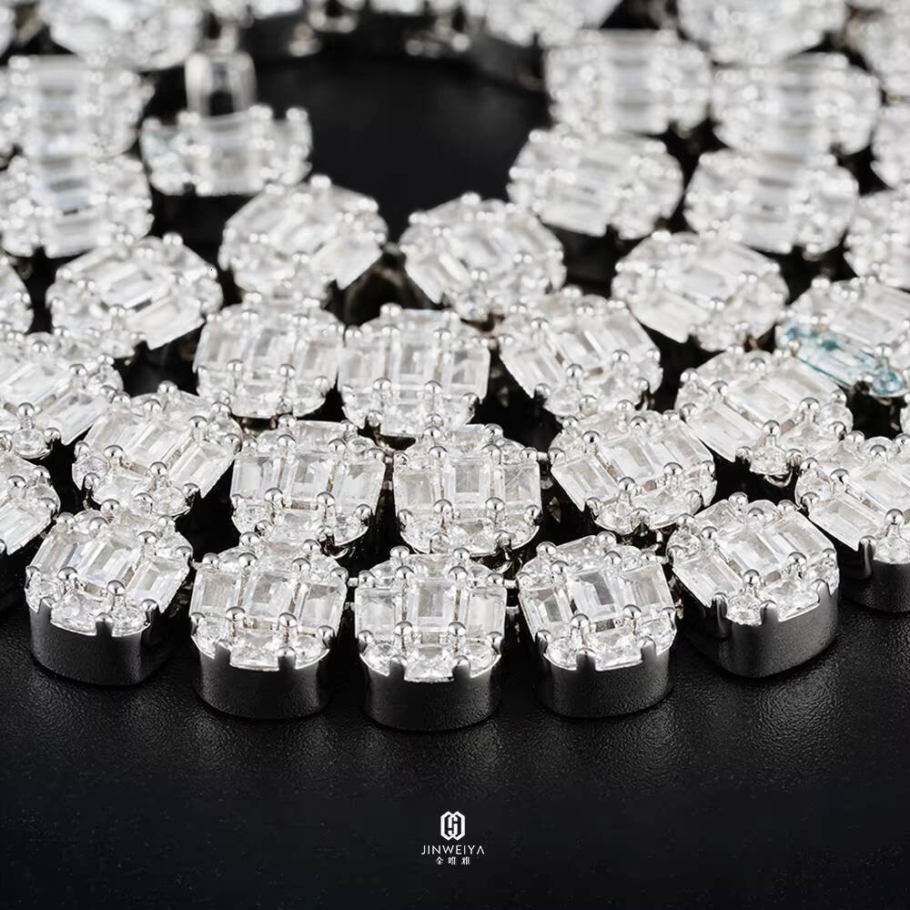 Pass Diamond Tester Large Stock Hip Hop Jewelry VVS Moissanite Diamond 925 Silver Iced Out Tennis Chain Necklaces