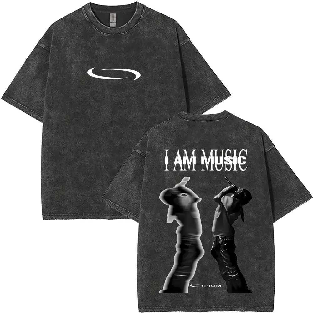1Vintage Washed Carti I AM MUSIC 2025 Album Merch Tshirt Men Women Hip Hop Fashion Oversized Tshirts Opium Rap T Shirts9 D250925