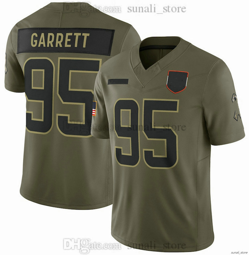Olive 2025 Salute to Service Jersey Football 95 Myles Garrett 4 Deshaun Watson 21 Denzel Ward 12 Shedeur Sanders 85 David Njoku 10 Quinshon Judkins 15 Joe Flacco