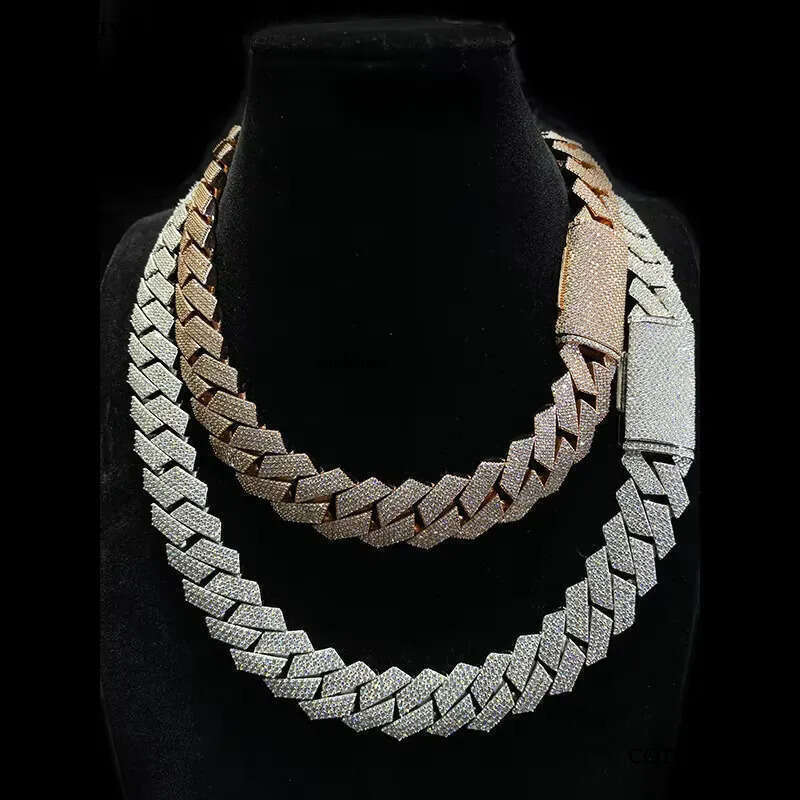 Pass Dia Test Cuban Link Chain 20mm 4 Rows with GRA VVS Moissanite Necklace Sier for Rapper Hip-Hop Jewelry Men 27