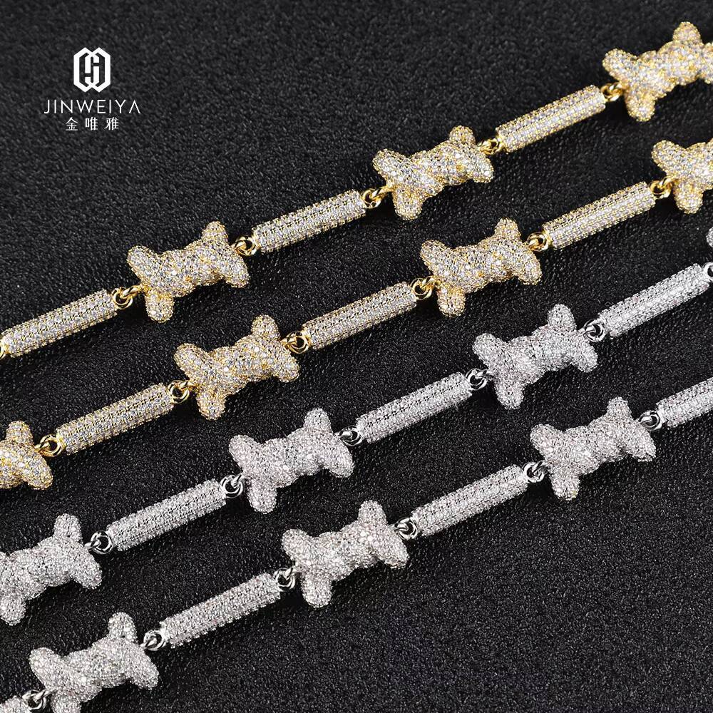 Customized Trend FaMoissaniteory Price Mens Hip Hop Link Chain Necklace 925 Sterling Silver 18K 14K Gold Plated Moissanite Ice Out Diamond