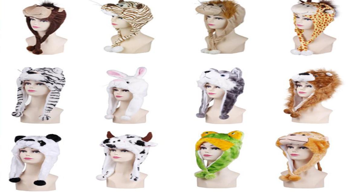 Plush Fur Animal Hat Cute Cartoon Dog Rabbit Cow Panda Winter Warm Cap Party Christmas Halloween Decorations Cosplay Accessories5865427