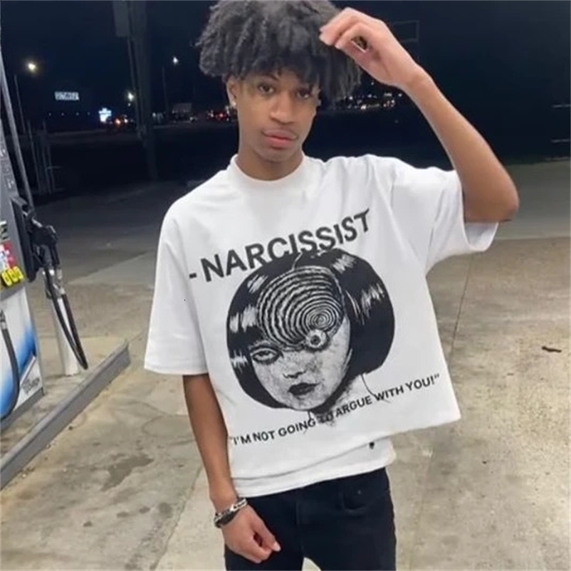 Y2K Clothes Harajuku Casual Gothic Tops Pure Cotton T Shirt Hip Hop Retro Cartoon Oversized Graphic Print T Shirt Men Women 250118