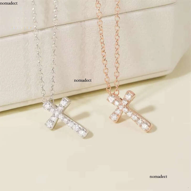 Pure Sterling Sier Jewelry Iced Out Design Moissanite for Women Wedding Gift Bling Cross Necklace ee