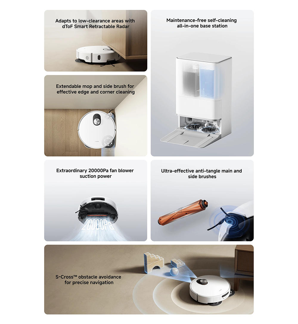 Xiaomi Robot Vacuum 5 EU, 20000Pa Fan Blower Suction Power, AI Triple-Camera Smart Perception System, Butler-Level Intelligent Cleaning, Smart Voice C
