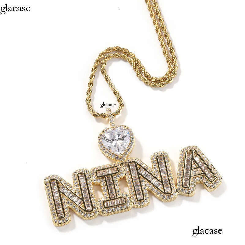 DIY Custom A-Z Name Letters Pendant Necklace 5A T Zircon Women Men Jewelry Gift